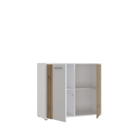 Comoda 2 Usi Cordega Alb Si Stejar Artisan, 95.8 Cm-01