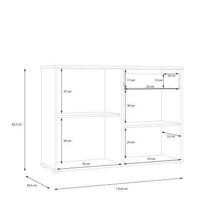 Comoda 2 Usi Si 1 Sertar Cordega Negru Si Stejar Artisan, 115.8 Cm-01