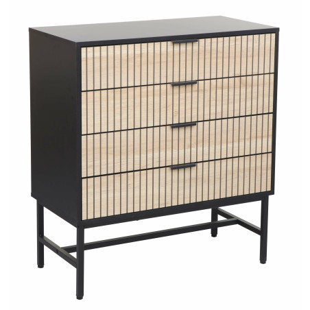 Comoda 4 Sertare Cargo, Negru Si Stejar, 80 Cm-01