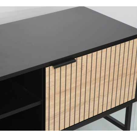 Comoda Tv Cargo, Negru Si Stejar, 150 Cm-01