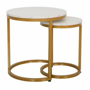 Set 2 Mese Cafea Aniston Auriu Si Alb