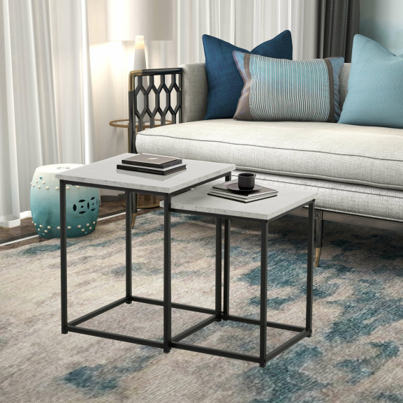 Set 2 Mese Cafea Tahari Negru Si Gri