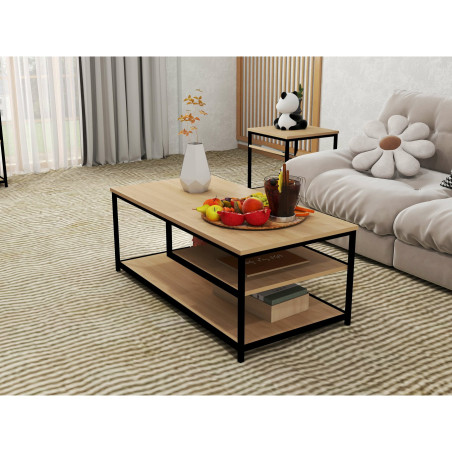 Masa Cafea Vola Negru Si Stejar, 100 × 50 × 40 cm-01