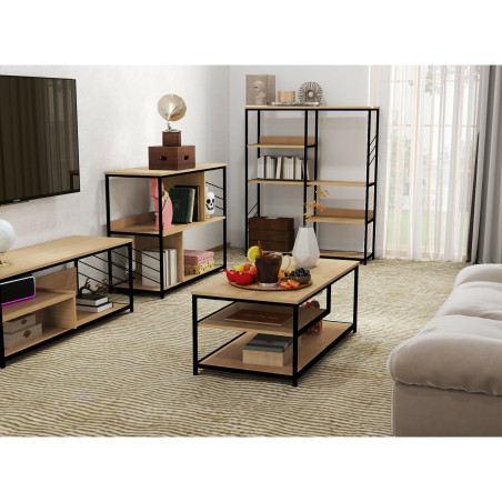 Masa Cafea Vola Negru Si Stejar, 100 × 50 × 40 cm-01