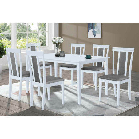 Set masa Cu 6 scaune Casian, MDF, Alb, 150 x 90 x 76 Cm-01