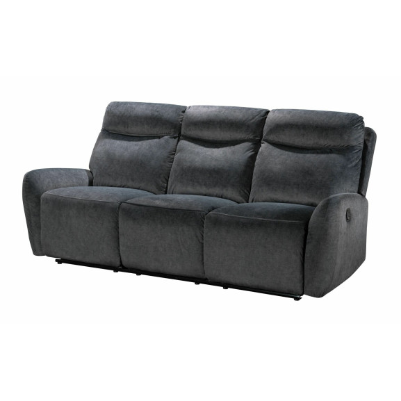 Canapea Cu 3 Locuri Kally, Recliner Manual, Gri, 212 x 99 x 100 Cm