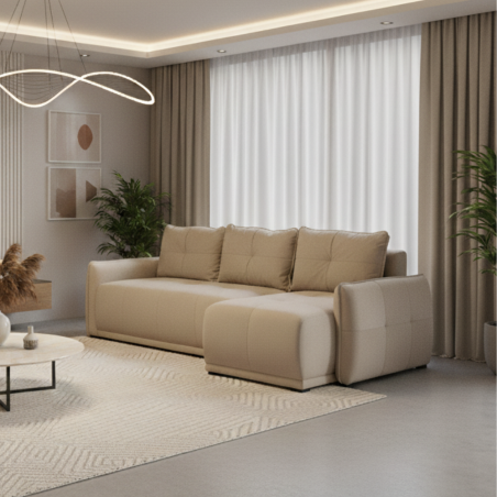 Coltar Extensibil Stanga Joy, Lada Depozitare, Crem, 254 Cm-01