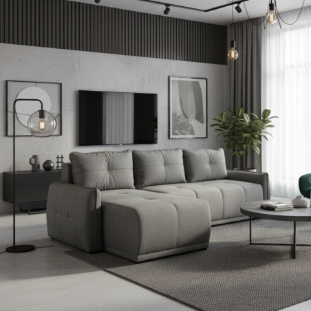 Coltar Extensibil Stanga Joy, Lada Depozitare, Gri, 254 Cm-01