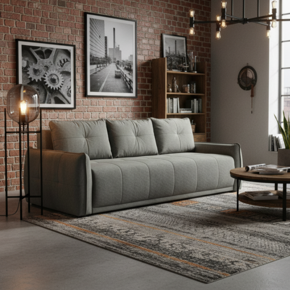 Canapea Extensibila Joy, Lada Depozitare, Gri, 222 Cm