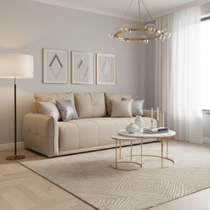 Canapea Extensibila Joy, Lada Depozitare, Crem, 222 Cm