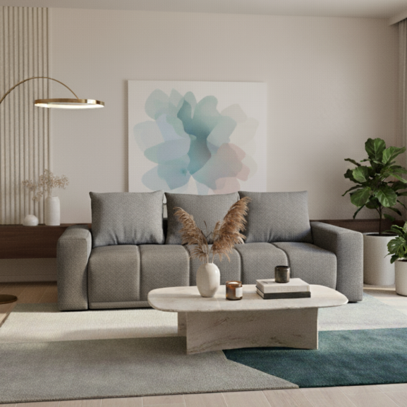 Canapea Extensibila Otis, 3 locuri, Lada Depozitare, Gri, 240 Cm