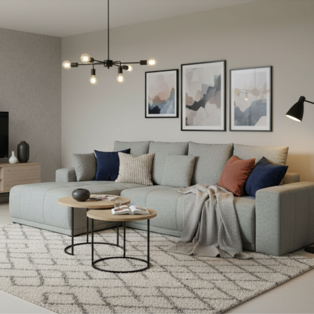 Coltar Extensibil Stanga Otis, 5 Locuri, Lada Depozitare, Gri, 280 Cm-01