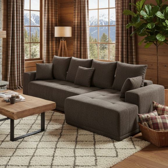 Coltar Extensibil Dreapta Otis, 5 Locuri, Lada Depozitare, Gri Inchis, 280 Cm