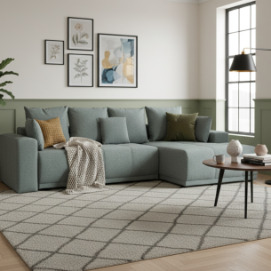 Coltar Extensibil Dreapta Otis, 5 Locuri, Lada Depozitare, Gri Albastrui, 280 Cm