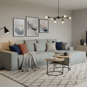 Coltar Extensibil Dreapta Otis, 5 Locuri, Lada Depozitare, Gri, 280 Cm