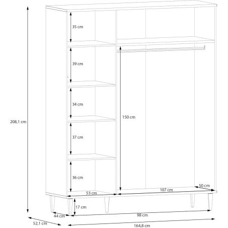Dulap 3 Usi Charleston, 164.8 Cm-01