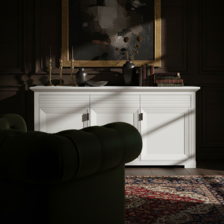 Bufet 3 Usi Si 3 Sertare Verona Bianco Alb, 180.4 Cm-01