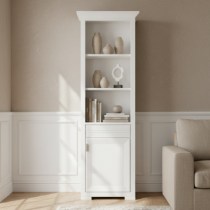 Bibioteca Cu 1 Usa Si 1 Sertar Verona Bianco Alb, 65.4 Cm