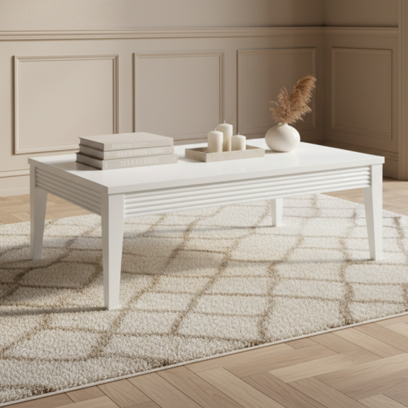 Masa Cafea Verona Bianco Alb, 120 Cm