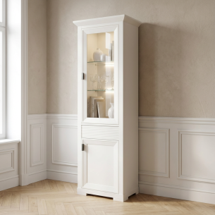 Vitrina Cu 2 Usi Si 1 Sertar Verona Bianco Alb, 65.4 Cm