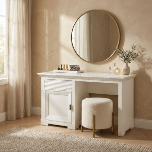 Masa Toaleta Cu 1 Usa Si 1 Sertar Verona Bianco Alb, 130 Cm