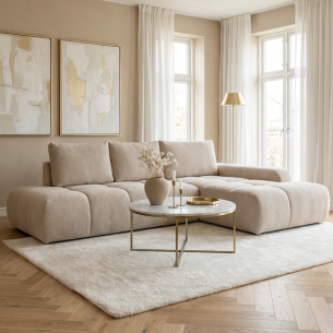 Coltar Extensibil Dreapta Luna, Lada Depozitare, 5 Locuri, Onyx Linen, 270 Cm