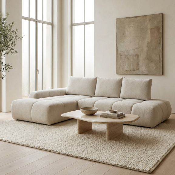 Coltar Extensibil Stanga Luna, Lada Depozitare, 5 Locuri, Onyx Pearl, 270 Cm