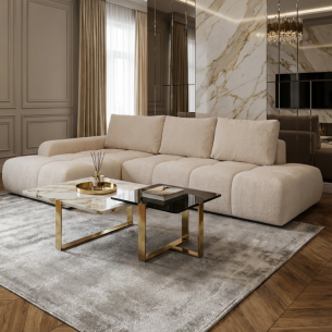 Coltar Extensibil Stanga Luna, Lada Depozitare, 5 Locuri, ONYX 1 IVORY, 270 Cm