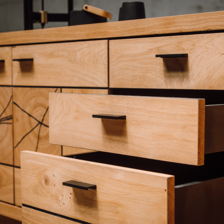 Comoda Tv Cu 4 Usi si 3 Sertare Dakota, Furniruit, 225.3 Cm-01