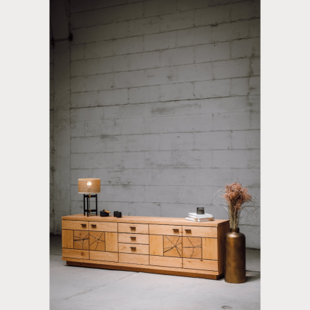 Comoda Tv Cu 4 Usi si 3 Sertare Dakota, Furniruit, 225.3 Cm-01