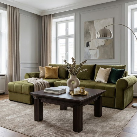 Coltar Extensibil Stanga Trendy, 5 Locuri, Lada Depozitare, Verde, 275 Cm-01