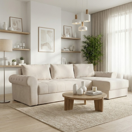 Coltar Extensibil Dreapta Trendy, 5 Locuri, Lada Depozitare, Wind 5, Crem, 275 Cm-01