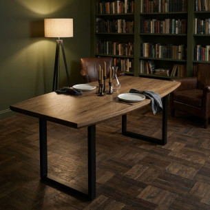 Masa Reno Extensibila, Smoked Oak, Furnir Din Lemn Masiv, 160/210 Cm