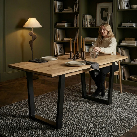 Masa Reno Extensibila, Smoked Oak, Furnir Din Lemn Masiv, 160/210 Cm-01