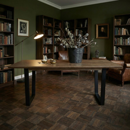 Masa Reno, Extensibila, Smoked Oak, Furnir Din Lemn Masiv, 180/230 x 90 x 77 Cm-01