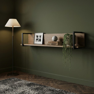 Polita Reno Smoked Oak, Furnir Din Lemn Masiv, 130 Cm