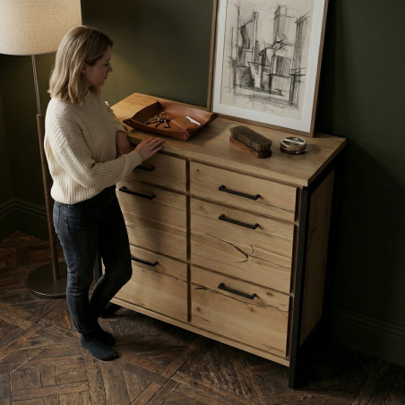 Pantofar Cu 4 Usi Si 2 Sertare Reno, Furnir Din Lemn Masiv, Smoked Oak,108 Cm-01