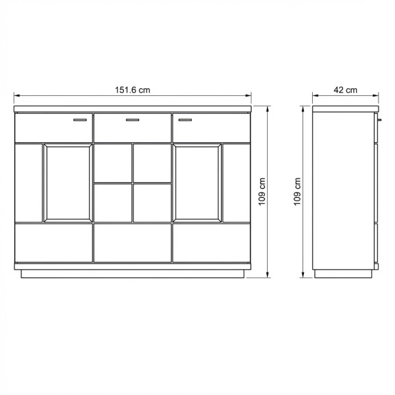 Comoda Bar Dakota Lungime 151.6 cm, Furnir Stejar Salbatic, Living, Decor Usi din Trunchi Natural, Inchidere Silentioasa