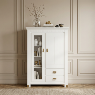 Comoda Saint Tropez, 2 Usi si 2 Sertare, Vopsit Alb, 111 Cm