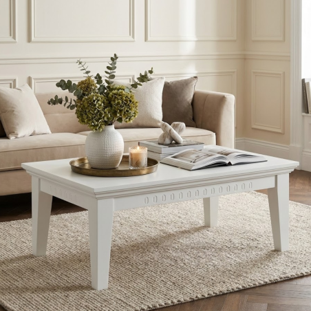 Masa Cafea Saint Tropez, Alb, Vopsit 120 x 70 x 47 Cm-01