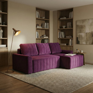 Coltar Extensibil Dreapta Mark, 4 Locuri, Lada Depozitare, Visiniu, 240 Cm