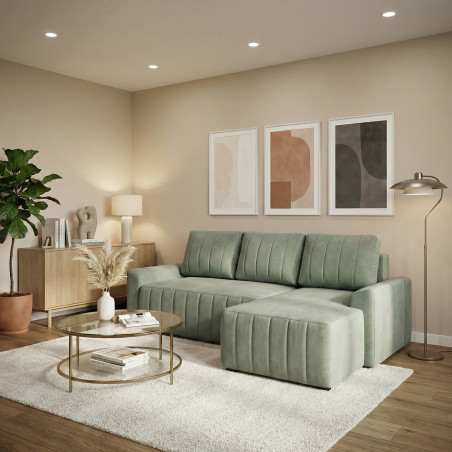 Coltar Extensibil Dreapta Mark, Catifea, 4 Locuri, Lada Depozitare, Verde, 240 Cm-01