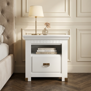 Noptiera Saint Tropez, 1 Sertar, Vopsit Alb, 68.6 Cm