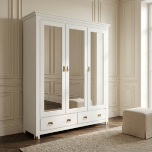 Dulap 3 Usi si 2 Sertare Saint Tropez, Vopsit Alb, 180 Cm