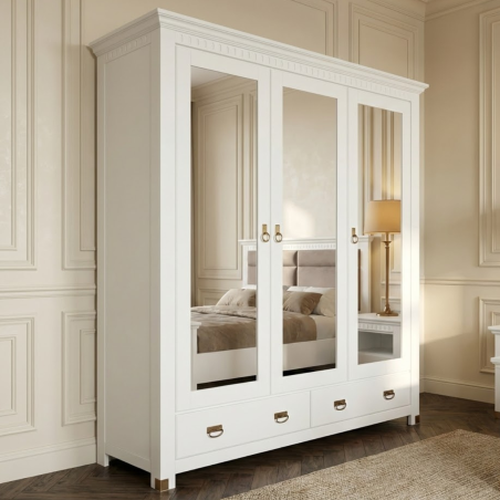 Dulap Saint Tropez, 3 Usi Si 2 Sertare, Vopsit Alb, 208 Cm-01