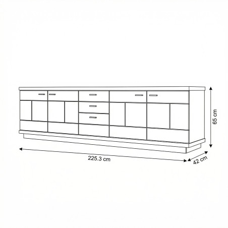 Comoda Tv Cu 4 Usi si 3 Sertare Dakota, Furniruit, 225.3 Cm-01