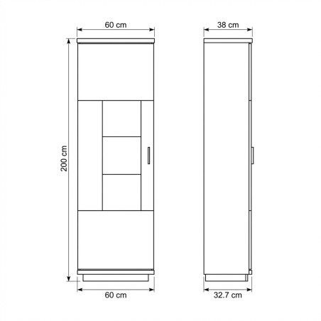 Dulap Hol Dakota Cu 1 Usa, 60 Cm-01