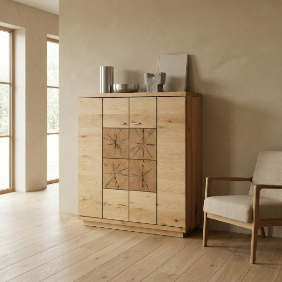 Comoda Bar Cu 2 Usi Dakota, Furniruit, Stejar Salbatic, 120 Cm