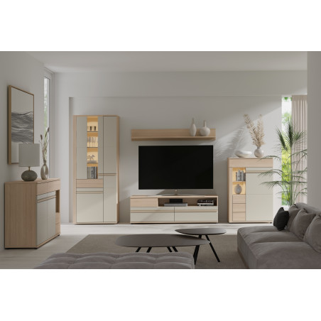 Vitrina Medie Osaka Kashmir Si Stejar Riva, 80 Cm-01