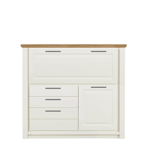 Secretar Cu 2 Usi Si 3 Sertare Thuxon, Alb, Furniruit, 139.7 Cm